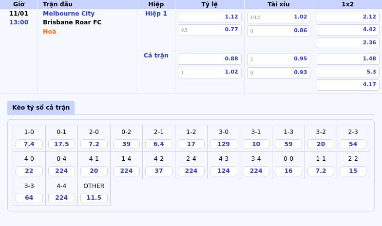 Nhận định bóng đá Melbourne City vs Brisbane Roar FC Cuộc chiến không cân sức 1 Thông tin bảng tỷ lệ kèo bóng đá Melbourne City vs Brisbane Roar FC